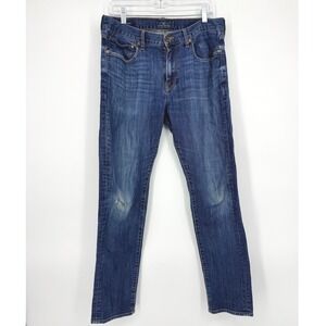 Lucky Brand Authentic Skinny Jeans Mens 33x32 Dark Wash Distressed Denim